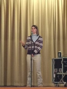 Jacy Good speaks to students