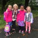Girls Waiting at bus stop
