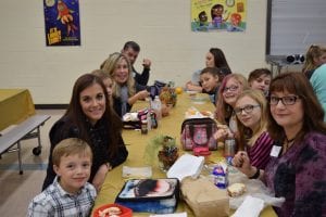 Special visitors having lunch with students