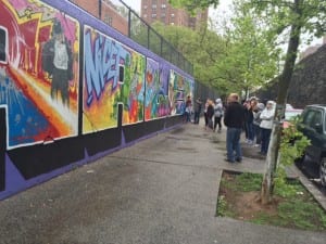 Students went on a walking tour and observed many graffiti murals in Spanish Harlem. 