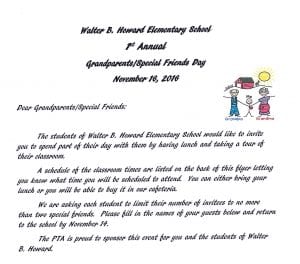 Flyer with child holdnig hands with two adults promoting Grandparents/special person day