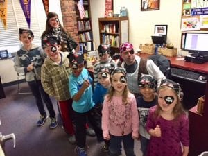 Principal Kourt & students dressed as pirates