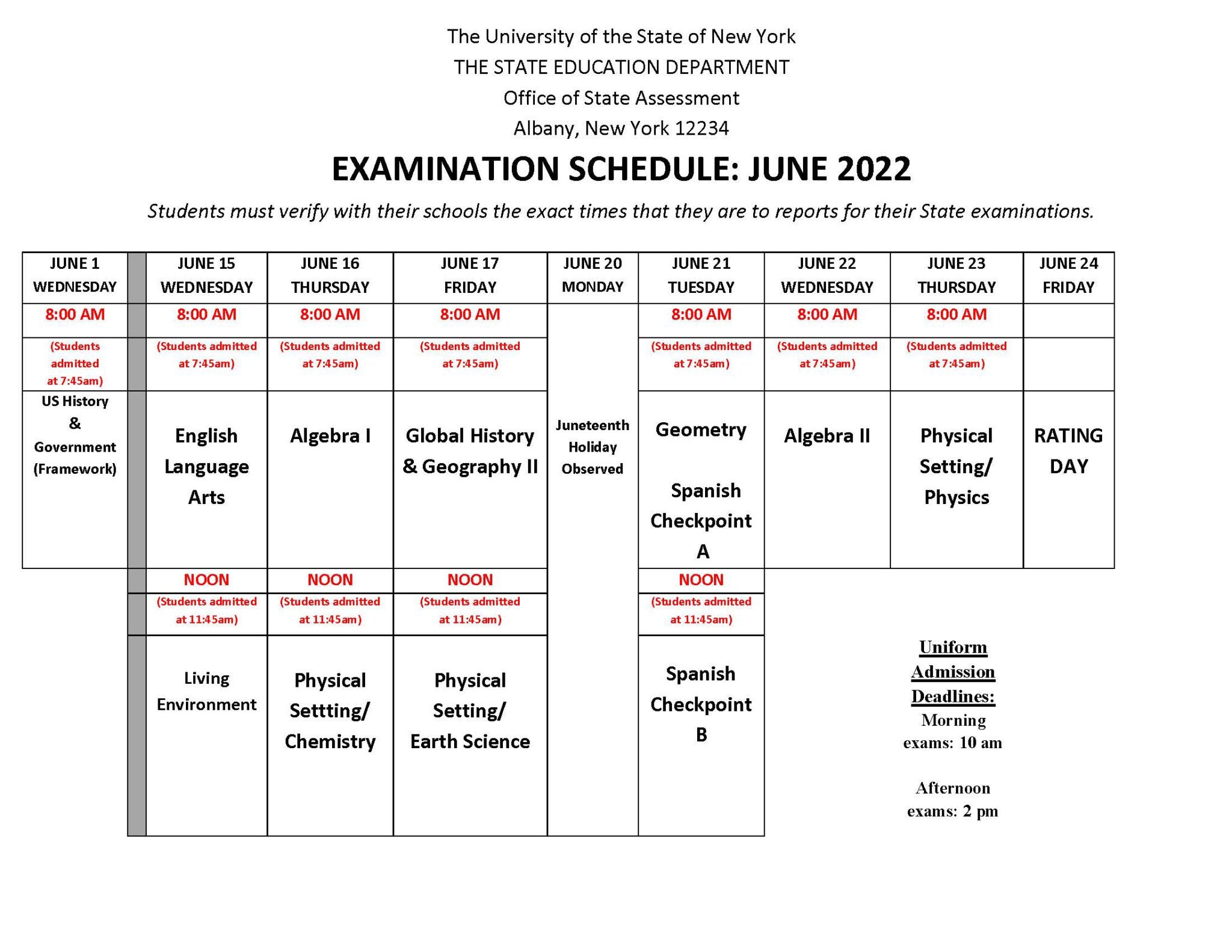 June Regents 2022 Information | New Lebanon CSD June Regents 2022 Information | New Lebanon CSD