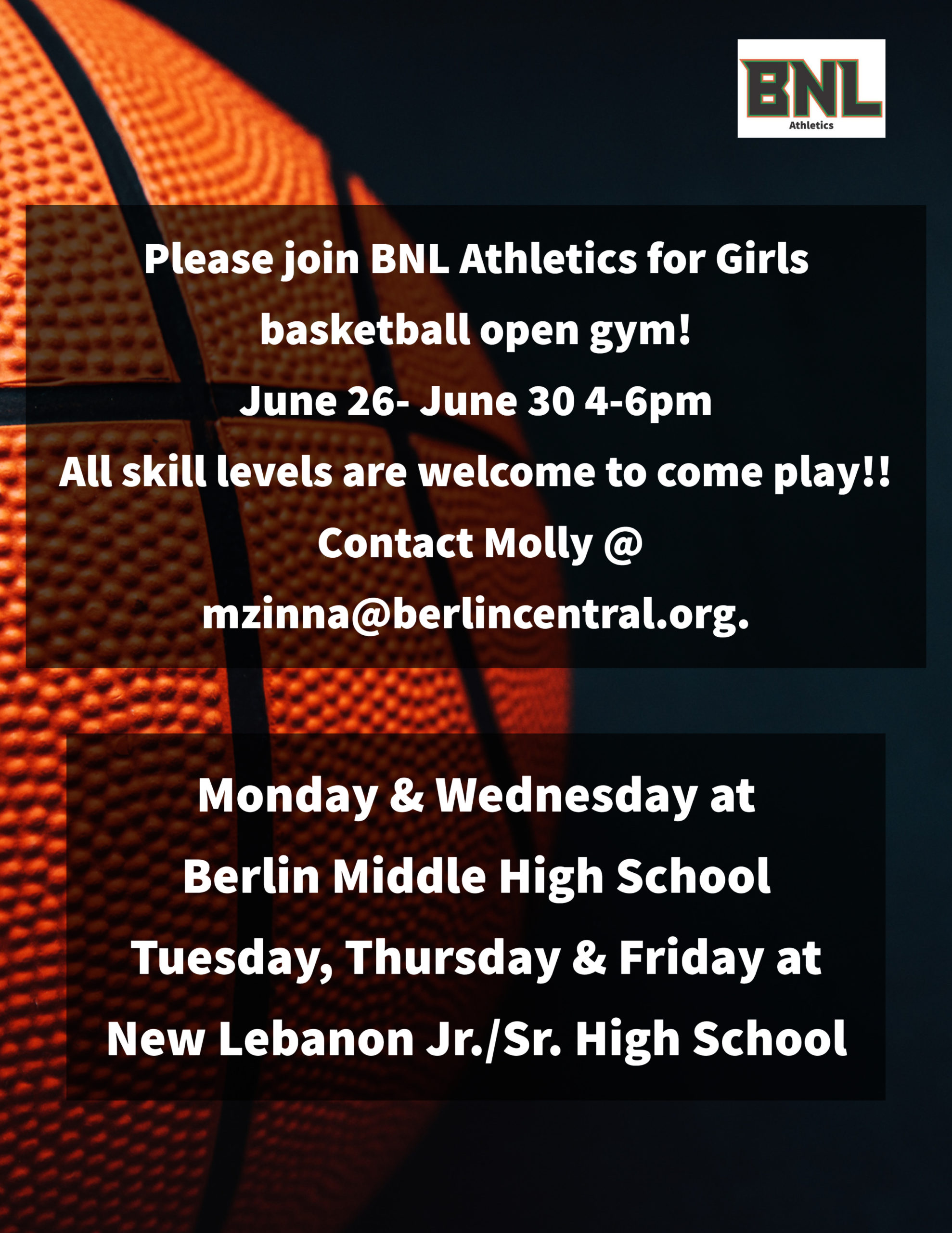 Girls Basketball Open Gym New Lebanon CSD