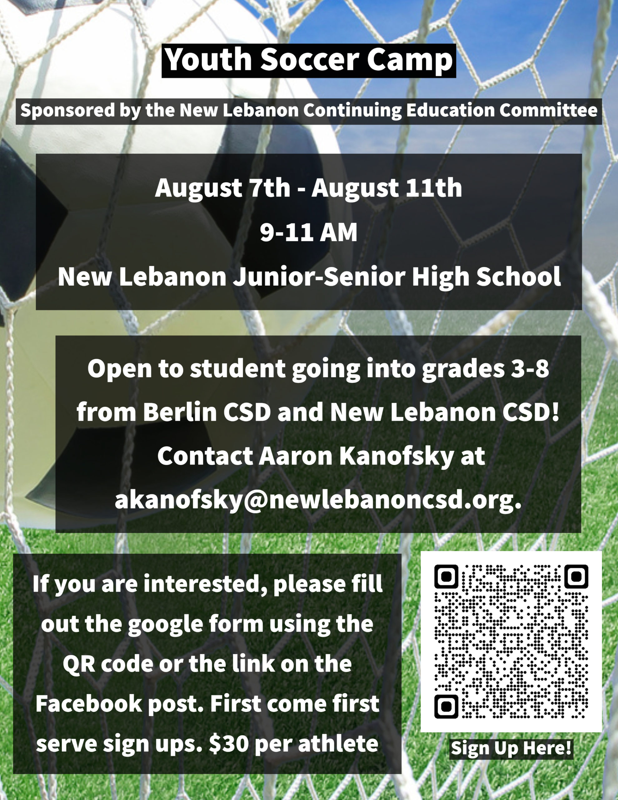 Youth Soccer Camp New Lebanon CSD