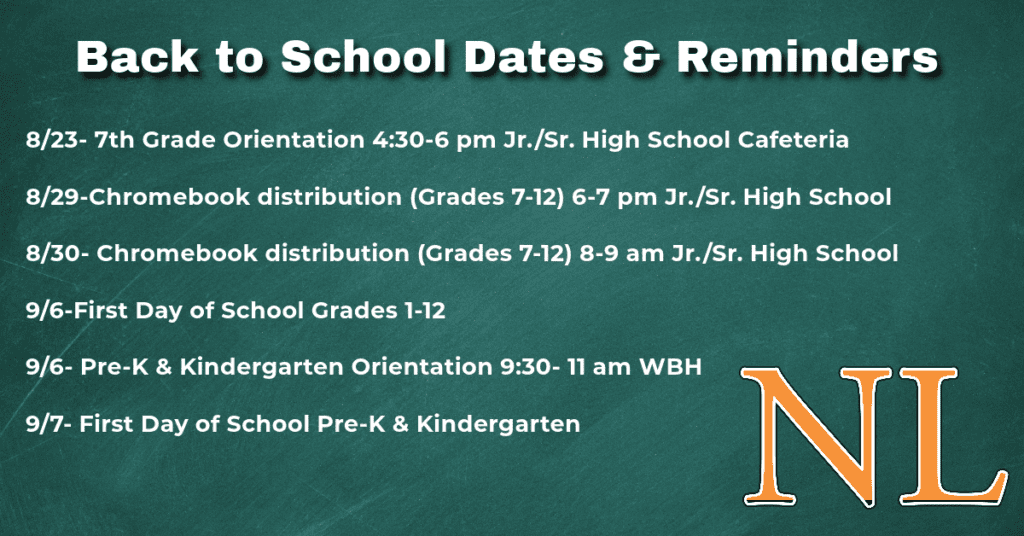 BacktoSchool Dates and Reminders New Lebanon CSD