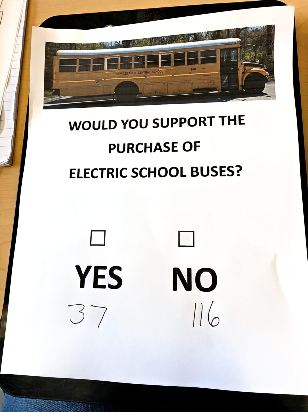 Bus Stop Poll Electric Bus Exit Poll | New Lebanon CSD