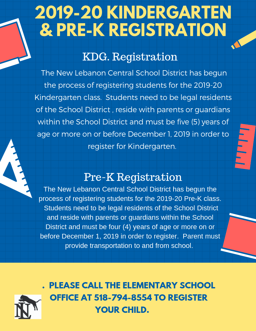 Registration Open for Kindergarten & PreK New Lebanon CSD