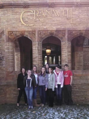 Students stand outside Cranwell Resort, Spa, and Golf Club